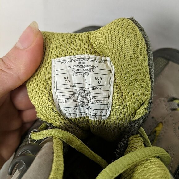 Merrell Passage Ventilator Mid Grey/Sage Green Hiking Boots Women's 7.5 J83652 - Picture 10 of 14
